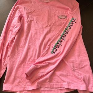 Vineyard Vines pink long sleeve Christmas light shirt